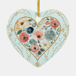 Luxury, Valentine's Day, Flowers of My Heart Julgransprydnad Keramik