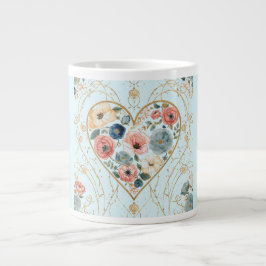 Luxury, Valentine's Day, Flowers of My Heart Jumbo Mugg