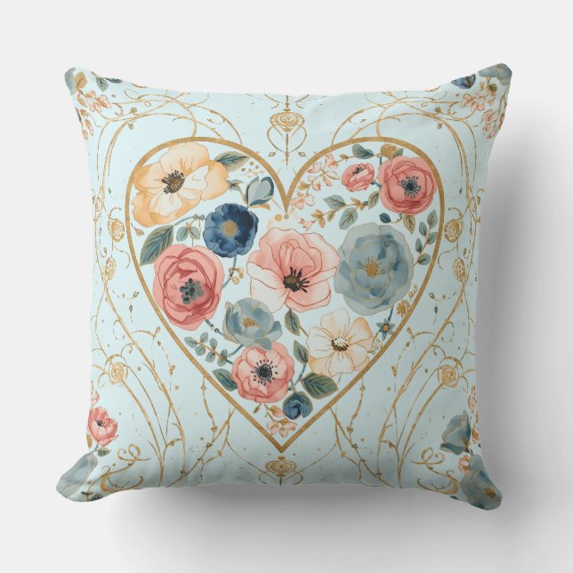 Luxury, Valentine's Day, Flowers of My Heart Kudde (Framsida)