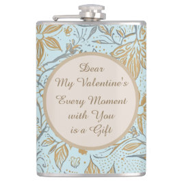 Luxury, Valentine's Day,Gold Soft Blue Flowers Art Fickplunta