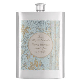 Luxury, Valentine's Day,Gold Soft Blue Flowers Art Fickplunta