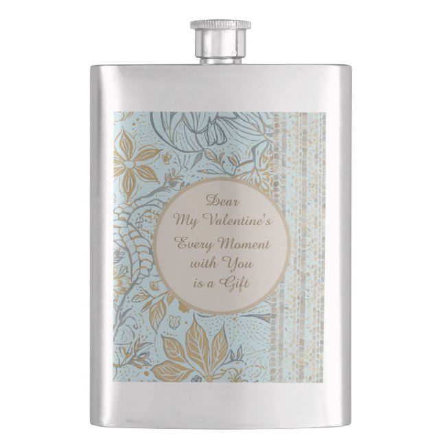 Luxury, Valentine's Day,Gold Soft Blue Flowers Art Fickplunta (Framsidan)