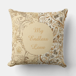 Luxury,Valentine's Day,Lovely Gold Flowers Pattern Kudde