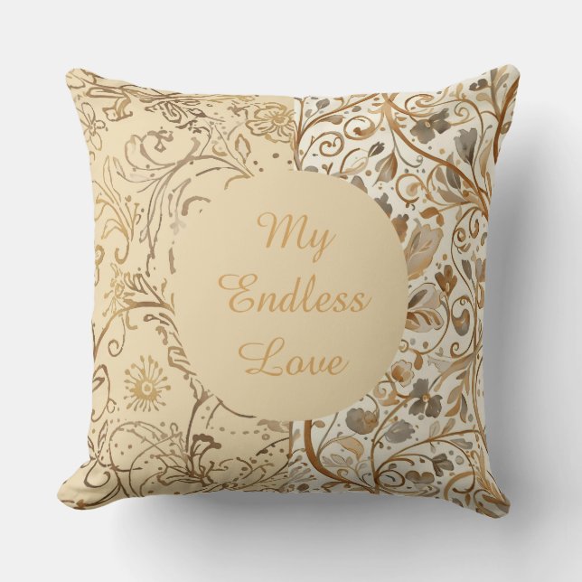 Luxury,Valentine's Day,Lovely Gold Flowers Pattern Kudde (Framsida)