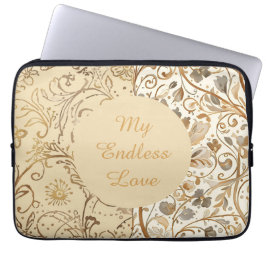 Luxury,Valentine's Day,Lovely Gold Flowers Pattern Laptop Fodral