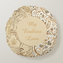 Luxury,Valentine's Day,Lovely Gold Flowers Pattern Rund Kudde