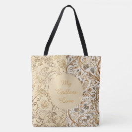 Luxury,Valentine's Day,Lovely Gold Flowers Pattern Tygkasse