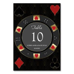 Luxury Vegas Guld Casino Poker Chip Bröllop Bordsnummer