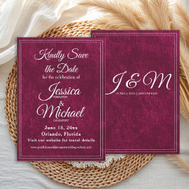 Luxury Velvet Burgundy Berry Monogram Wedding Spara Datumet