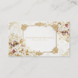 Luxury Victorian Gold Rococo Frame White Floral Visitkort