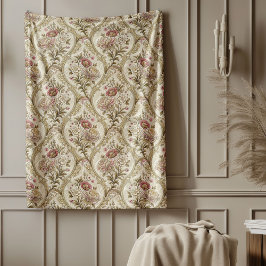 Luxury Victorian Inspired Blanket Intricate Motifs Fleecefilt