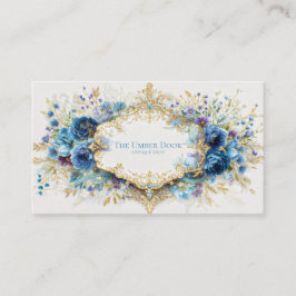 Luxury Victorian Ornate Gold Frame Blue Floral Visitkort