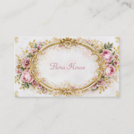 Luxury Victorian Ornate Gold Oval Frame Blush Rose Visitkort