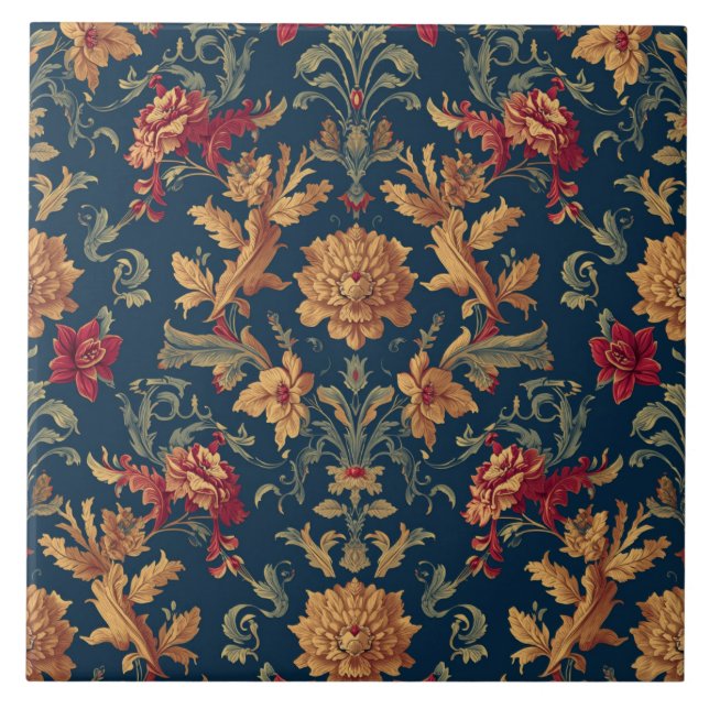 Luxury Vintage British Floral Royal Aristocratic Kakelplatta (Framsidan)