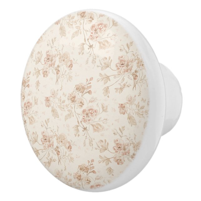 Luxury Vintage Flowers Soft Neutral Knopp (Höger)