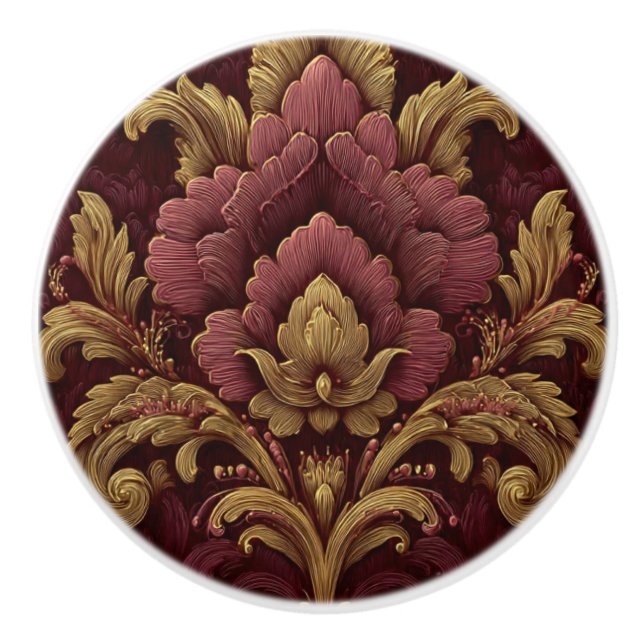 Luxury Vintage French Baroque Burgundy Gold  Knopp (Framsidan)