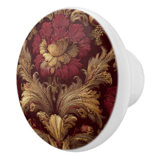 Luxury Vintage French Baroque Burgundy Gold  Knopp