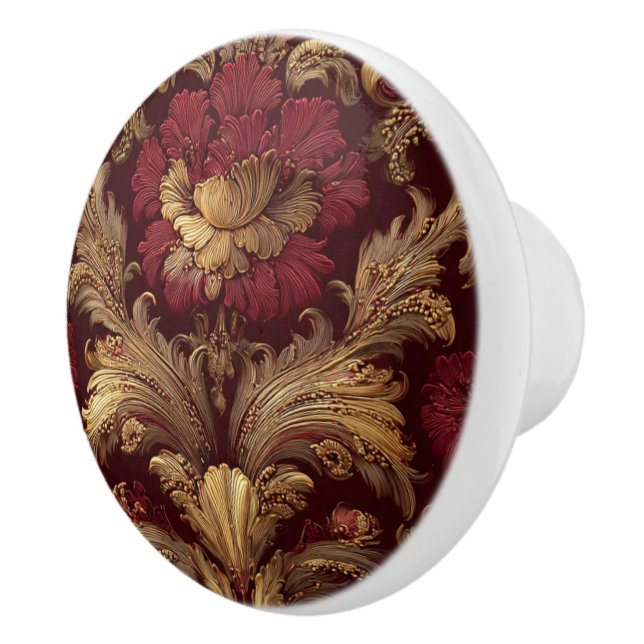 Luxury Vintage French Baroque Burgundy Gold  Knopp (Höger)