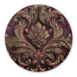 Luxury Vintage French Baroque Burgundy Gold  Knopp