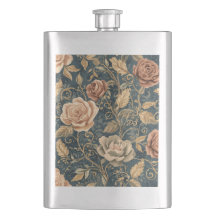 Luxury, Vintage,Garden of Roses, Blue Background