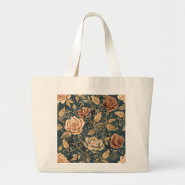 Luxury, Vintage Garden of Roses, Blue Background Jumbo Tygkasse