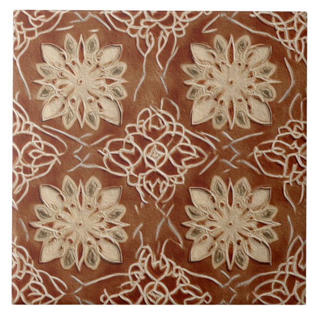 Luxury Vintage Islamic Geometric Sand Terracotta  Kakelplatta (Framsidan)