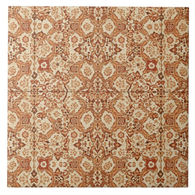 Luxury Vintage Islamic Geometric Sand Terracotta  Kakelplatta (Framsidan)