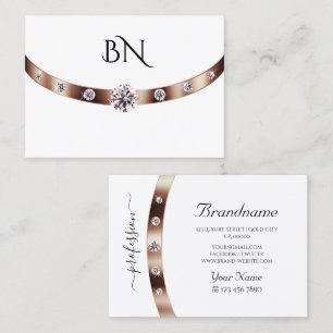 Luxury Vit ros Guld med Monogram och diamanter Visitkort