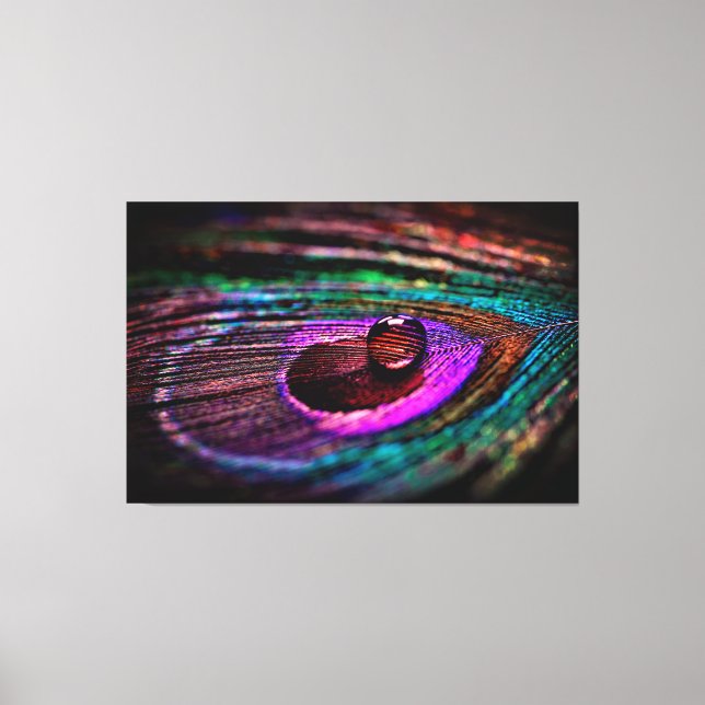 Luxury Wall Art Makro Photography Peacock Feather Canvastryck (Framsida)