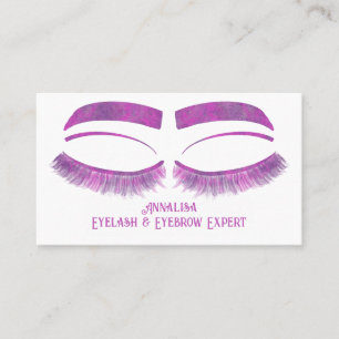 Luxury Watercolor Eyelash & Brow Beauty, Lila Visitkort