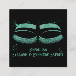 Luxury Watercolor Eyelash & Brow Beauty,Mint Grönt Fyrkantigt Visitkort