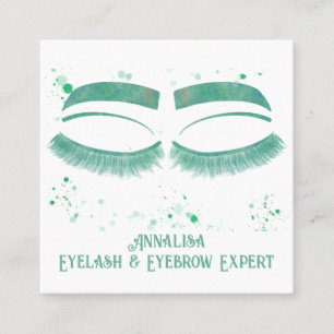 Luxury Watercolor Eyelash & Brow Beauty,Mint Grönt Fyrkantigt Visitkort