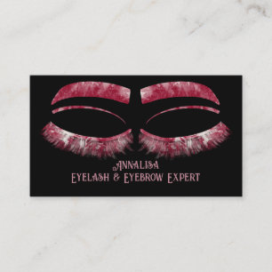 Luxury Watercolor Eyelash & Brow Beauty, Red Rosa Visitkort
