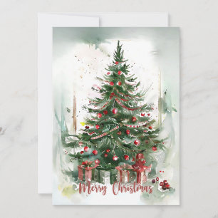 Luxury Watercolor Julgran Julkort