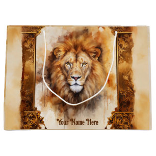 Luxury Watercolor Lejonare Porträtt med Ornate Ram