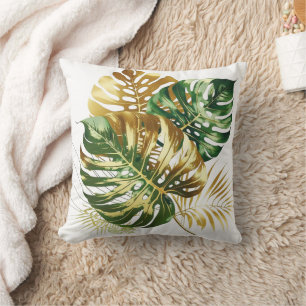 Luxury Watercolor Monstera Löv Dekorativ kudde