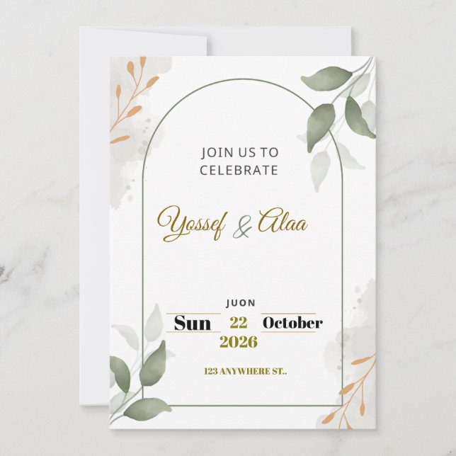Luxury Wedding Invitation | Gold Accents | Modern  Julkort (Framsida)