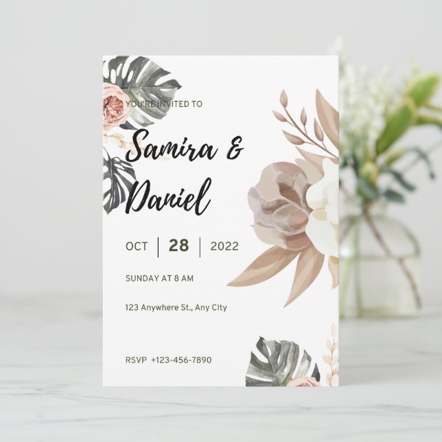 Luxury Wedding Invitation Gold Foil Style Inbjudningar (Stående Fram)