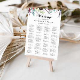 Luxury Whimsical Boho Alphabetical Seating Chart Poster