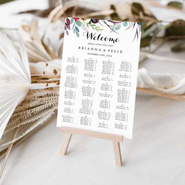 Luxury Whimsical Boho Alphabetical Seating Chart Poster (Skapare uppladdad)