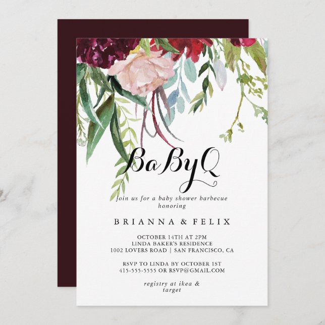 Luxury Whimsical Boho BabyQ Baby Shower Barbecue Inbjudningar (Fram/baksida)