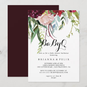 Luxury Whimsical Boho BabyQ Baby Shower Barbecue Inbjudningar