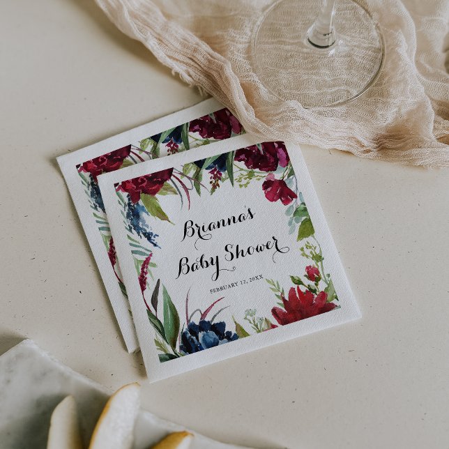 Luxury Whimsical Boho Blommigt Baby Shower Napkins Pappersservett (Skapare uppladdad)