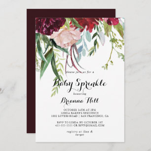 Luxury Whimsical Boho Blommigt Baby Sprinkle Inbjudningar