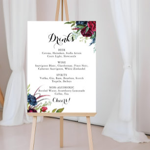 Luxury Whimsical Boho Blommigt Bröllop Drinks Menu Poster