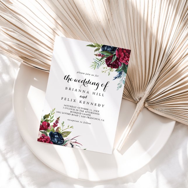 Luxury Whimsical Boho Blommigt Bröllop Inbjudningar (Skapare uppladdad)