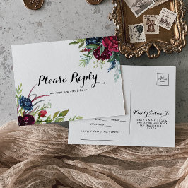 Luxury Whimsical Boho Blommigt Menu Choice OSA Vykort