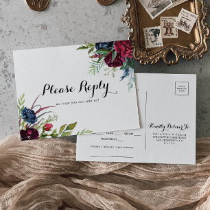 Luxury Whimsical Boho Blommigt Menu Choice OSA Vykort