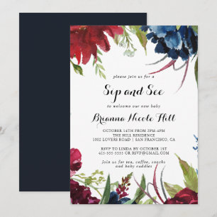 Luxury Whimsical Boho Blommigt Sip and See Inbjudningar