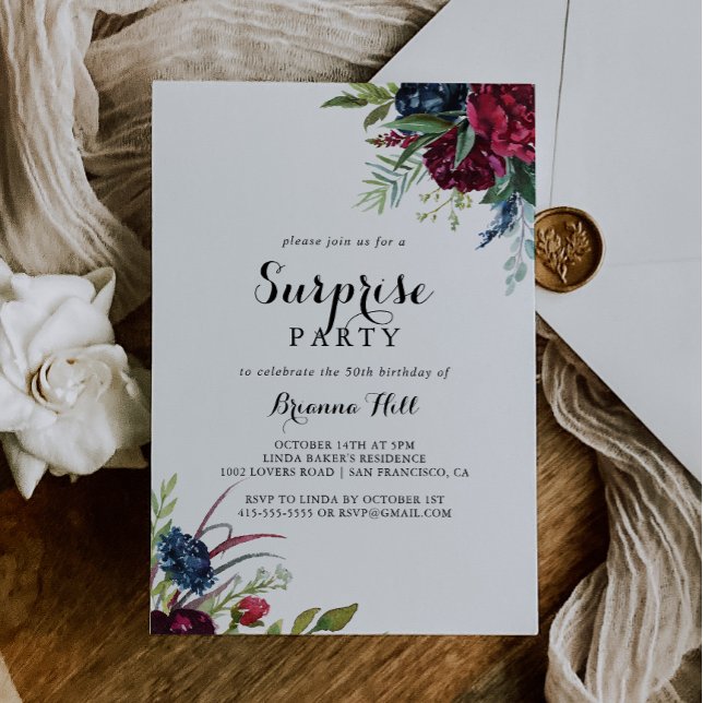 Luxury Whimsical Boho Blommigt Surprise Party Inbjudningar (Skapare uppladdad)